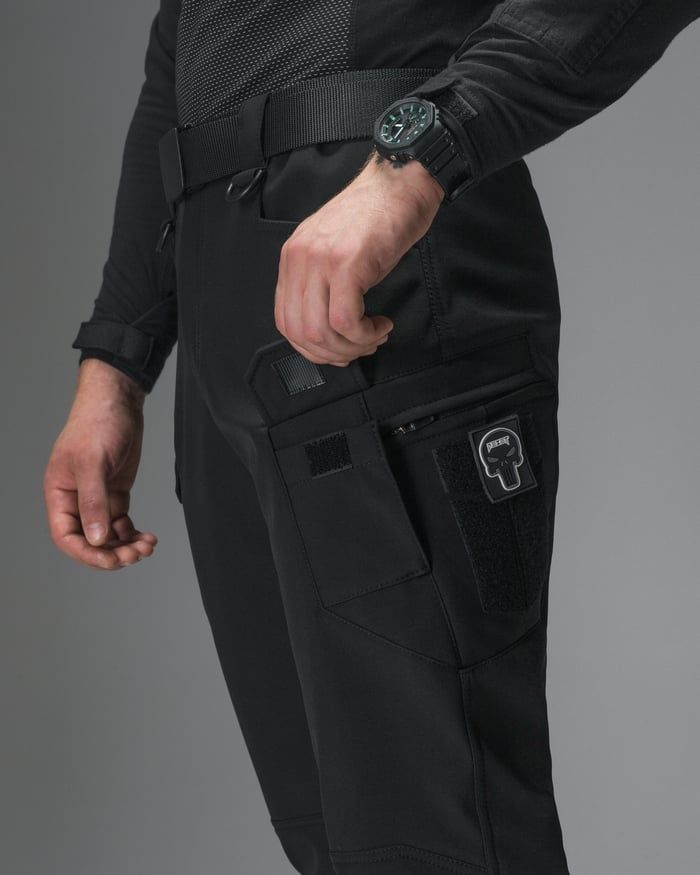 Штани карго тактичні Softshell BEZET Байрактар чорні фото