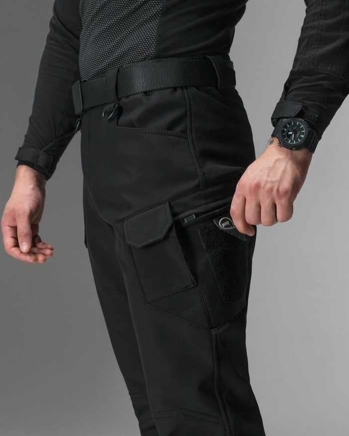Штани карго тактичні Softshell BEZET Байрактар чорні фото