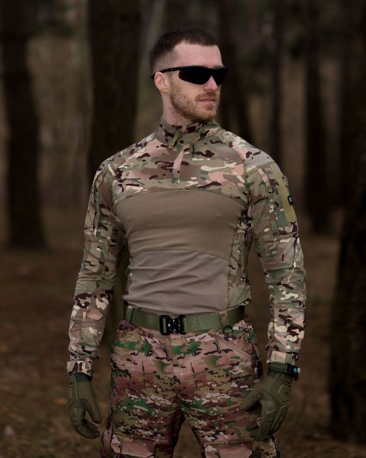 Демисезонный военный комплект (рубашка боева убокс fight камуфляж, Брюки карго тактические воин мультикам) BEZET фото