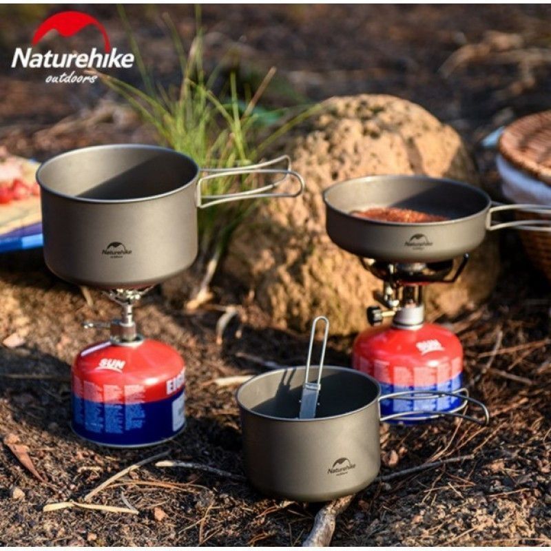 Каструля титанова зі складною ручкою 1300 мл Naturehike NH18T202-B фото