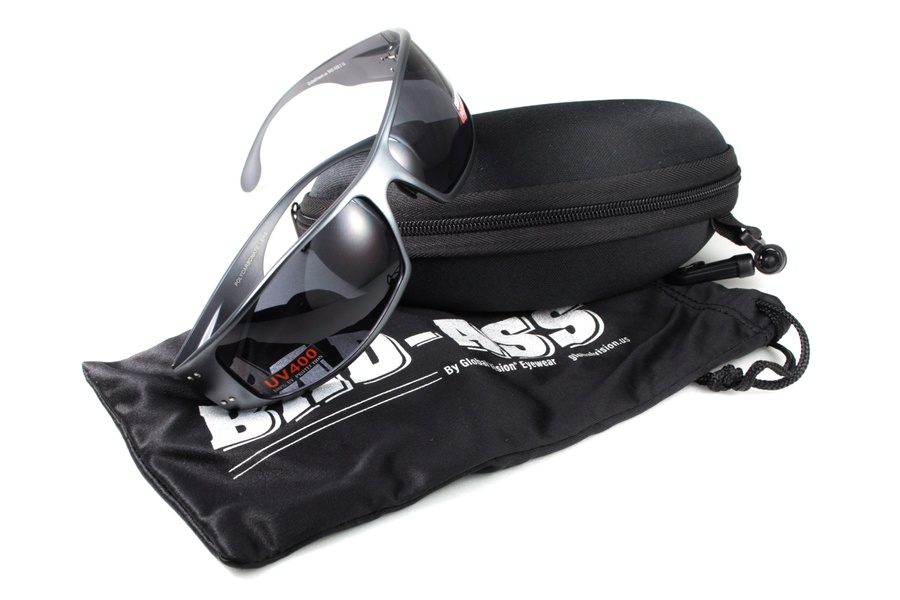 Защитные очки открытые Global Vision BAD-ASS-1 GunMetal (gray) серые в тёмной металлической оправе фото