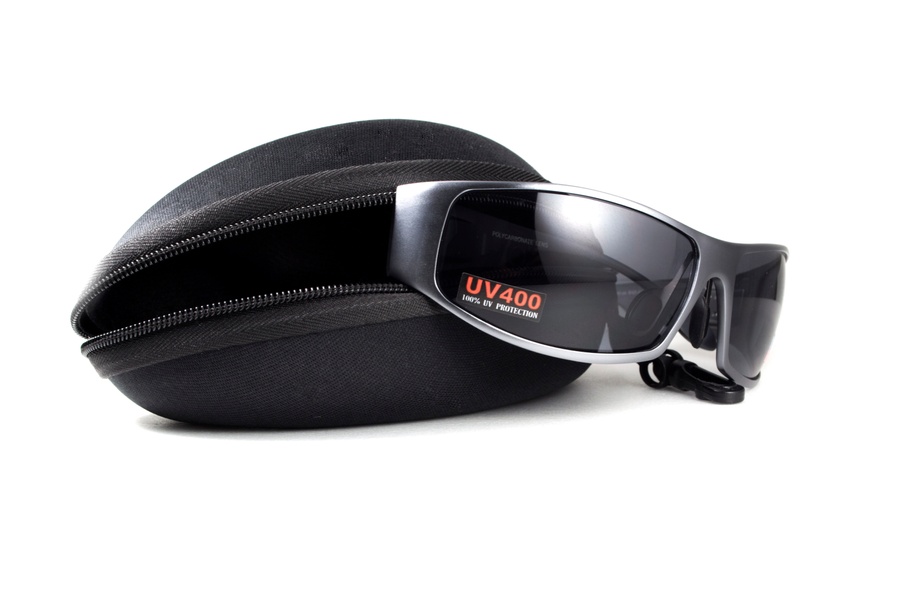 Защитные очки открытые Global Vision BAD-ASS-1 GunMetal (gray) серые в тёмной металлической оправе фото