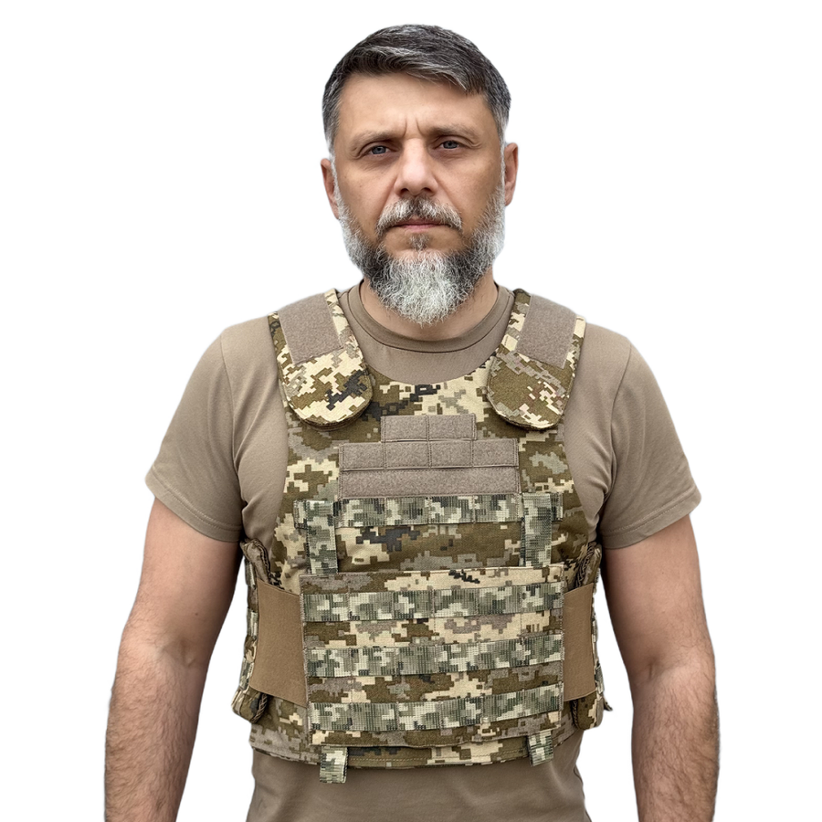 Балістичний комплект FULL 360&ordm;, 1 або 2 класу, піксель. Балістична майка, захист шиї, попереку, паху, MOLLI