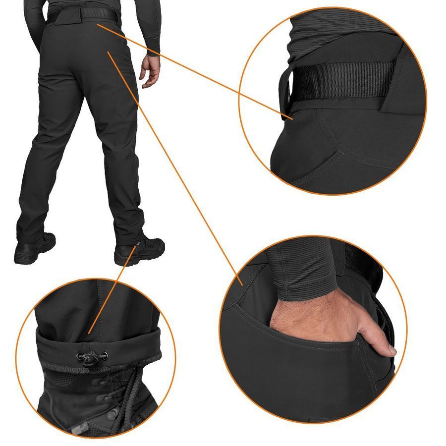 Брюки тактические SoftShell. Черные Camotec фото