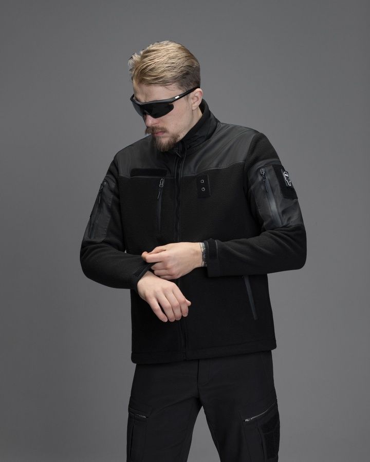 Чоловіча військова тактична флісова кофта Iceguard чорна BEZET фото
