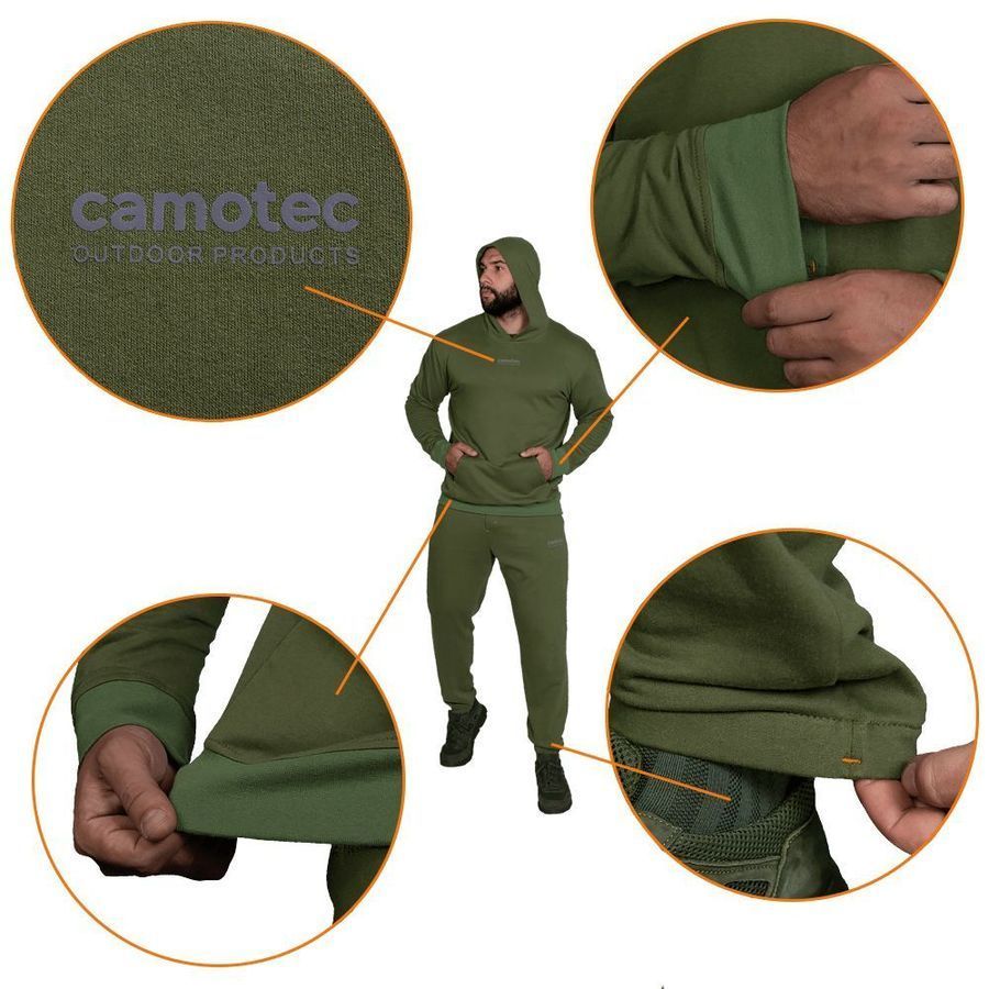 Літній чоловічий повсякденний спортивний костюм Basic Hood Олива Camotec фото