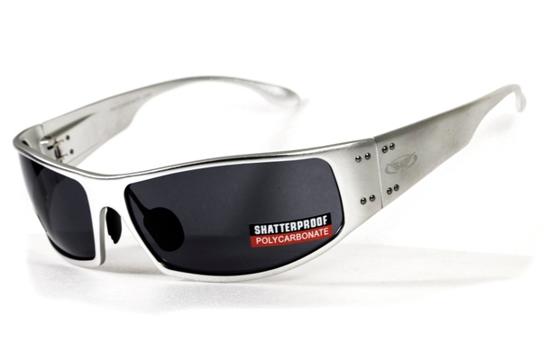 Захисні окуляри відкриті Global Vision Bad-Ass-2 Silver (gray), сірі сріблястою металевою оправою фото