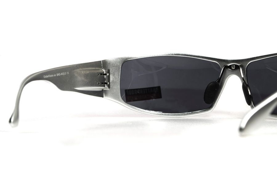 Захисні окуляри відкриті Global Vision Bad-Ass-2 Silver (gray), сірі сріблястою металевою оправою фото