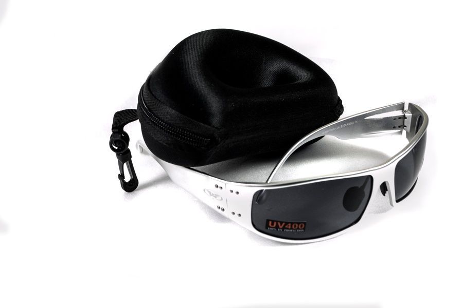 Захисні окуляри відкриті Global Vision Bad-Ass-2 Silver (gray), сірі сріблястою металевою оправою фото