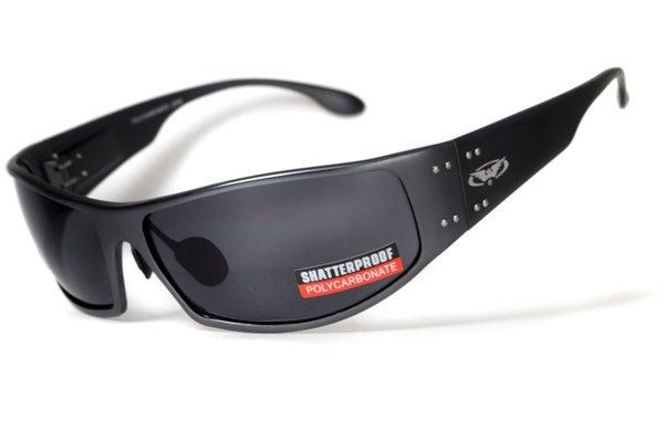 Защитные очки Global Vision Bad-Ass-2 GunMetal (gray), серые в тёмной металлической оправе фото