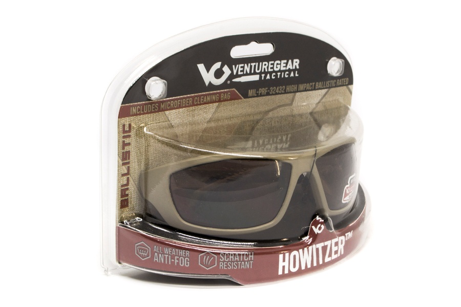 Тактичні окуляри Venture Gear Tactical Howitzer Black (Bronze) Anti-Fog, коричневі в чорній оправі фото