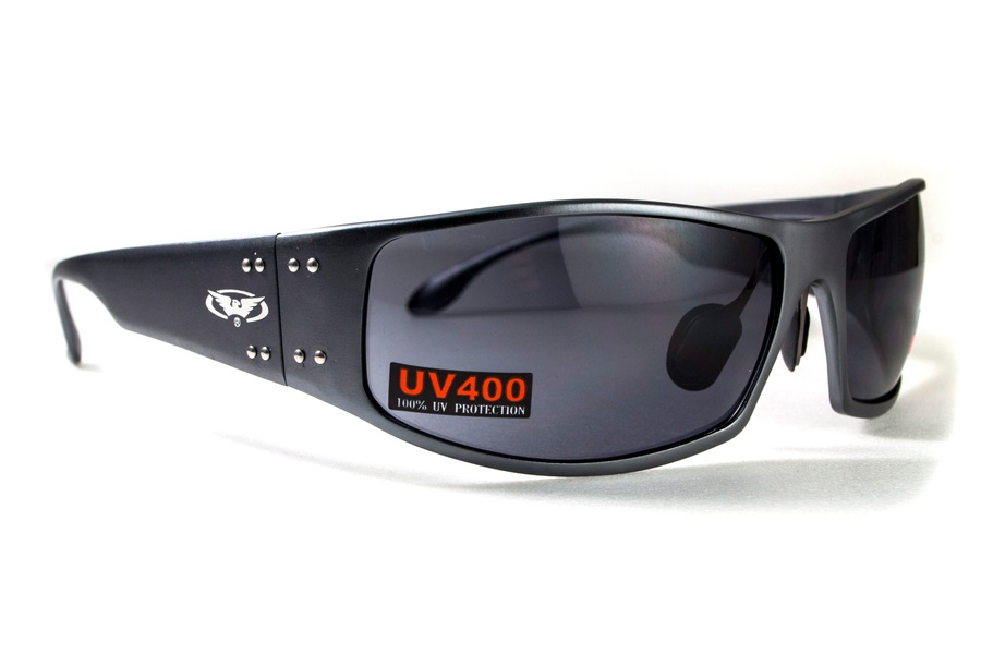 Захисні окуляри Global Vision Bad-Ass-2 GunMetal (gray), сірі у темній металевій оправі фото
