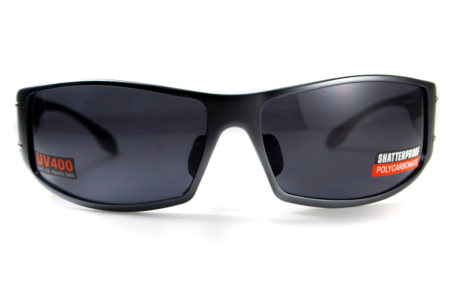 Захисні окуляри Global Vision Bad-Ass-2 GunMetal (gray), сірі у темній металевій оправі фото