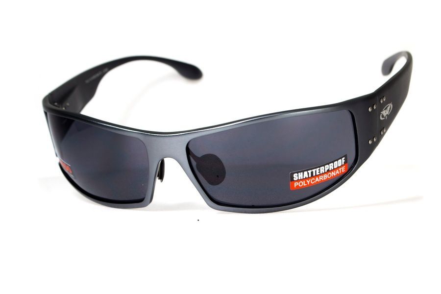 Захисні окуляри Global Vision Bad-Ass-2 GunMetal (gray), сірі у темній металевій оправі фото