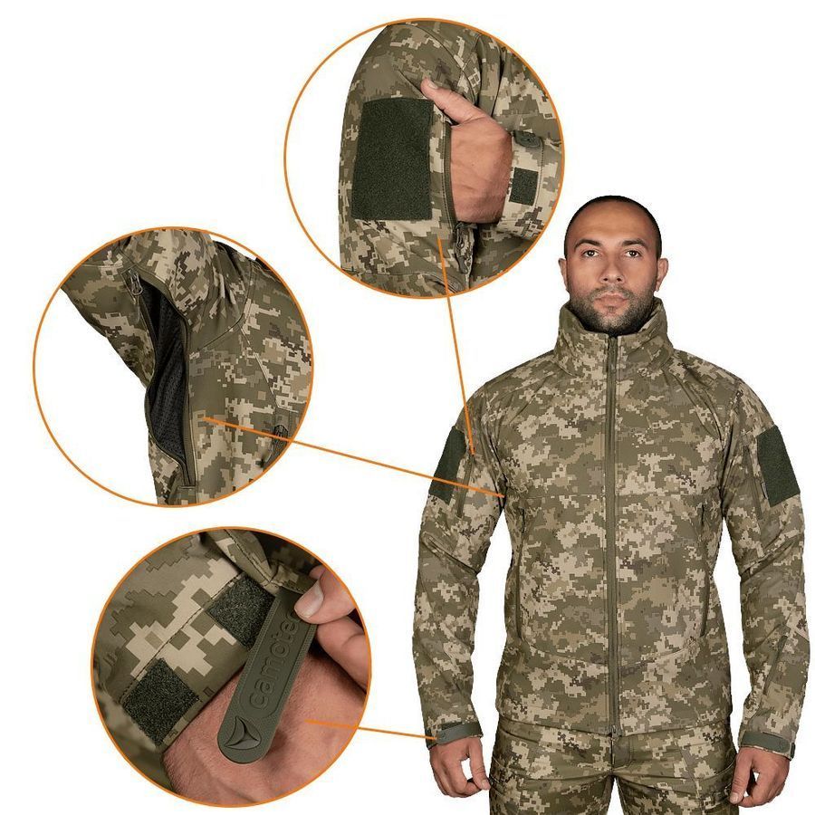 Демисезонный костюм-комплект военный Phantom SoftShell Пиксель Camotec фото