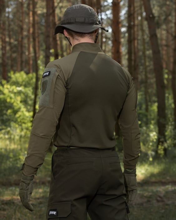 Демисезонный военный комплект (рубашка тактическая Combat хаки, Брюки карго тактические Basic, панама rasta, Ремень тактический Butterfly, Перчатки тактические Protective хаки) BEZET фото