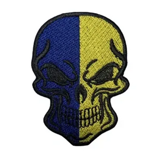 Шеврон-патч Череп (Scull) желто-голубой на липучке фото