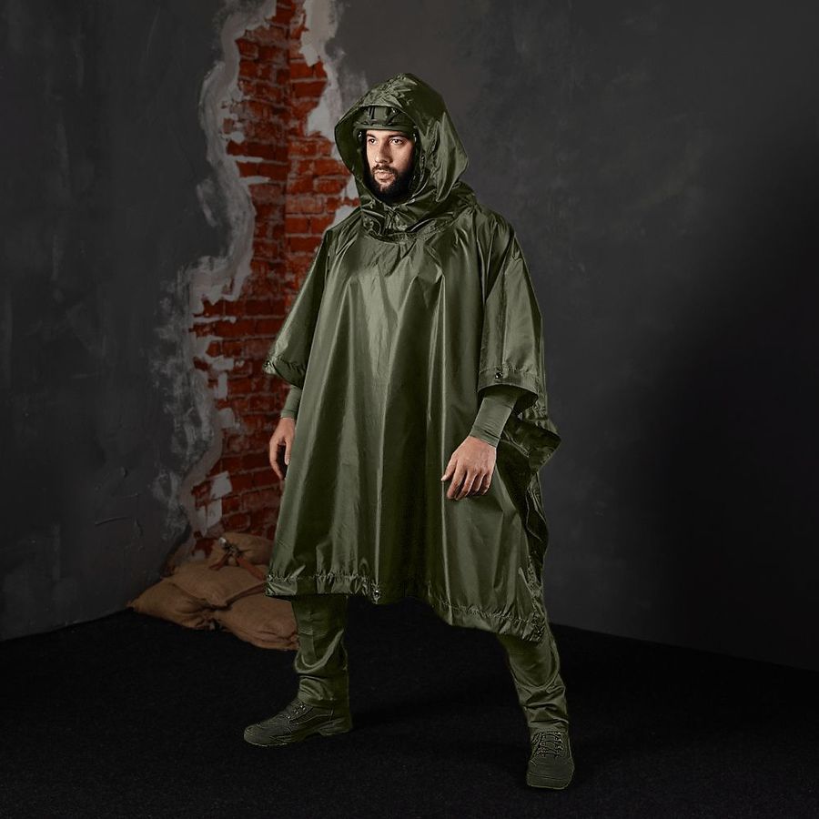 Дощовик пончо Pilgrim Rip-Stop олива Camotec фото