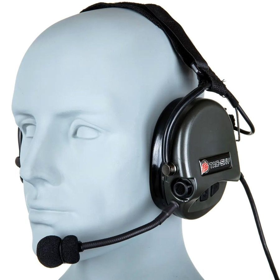Активні захисні навушники з зовнішнім мікрофоном Tac-Sky Neckband PRO Headset - Olive фото