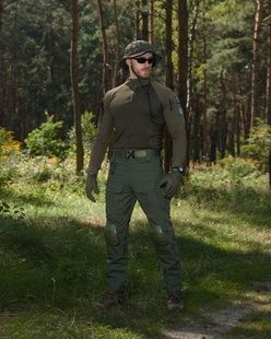 Демисезонный военный комплект ШТУРМ Хаки (Брюки карго Тактические ШТУРМ Хаки, РУБКА ТактичЕСКАЯ Combat Хаки, ПАНАМА RASTA, Ремень Тактический Butterfly, РУКАВИЦЫ BEZET фото