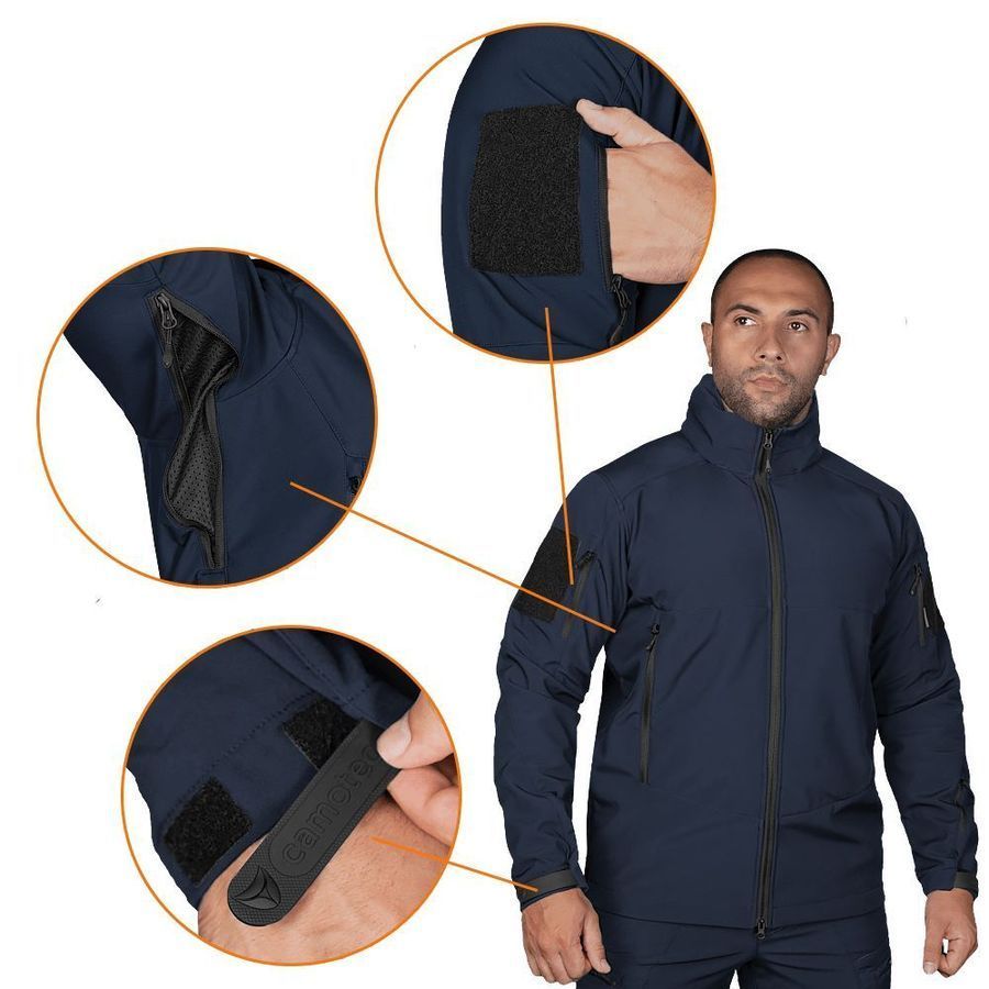 Демисезонный мужской костюм-военный комплект Phantom SoftShell темно-синие Camotec фото