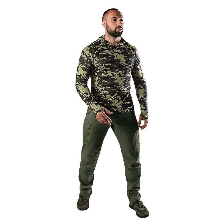 Чоловічий лонгслів Chiton Air Hood Pixel Green Camotec фото