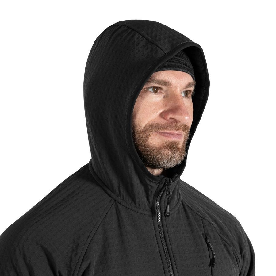 Мужская тактическая флисовая кофта Plast Hood Черная Camotec фото