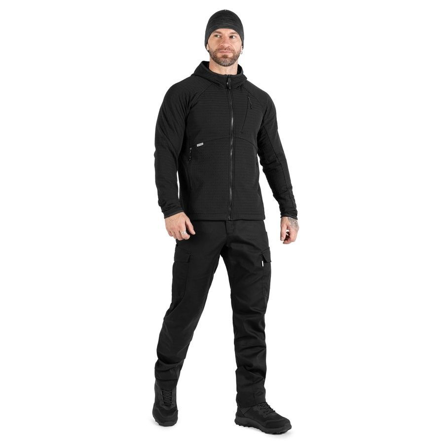 Мужская тактическая флисовая кофта Plast Hood Черная Camotec фото
