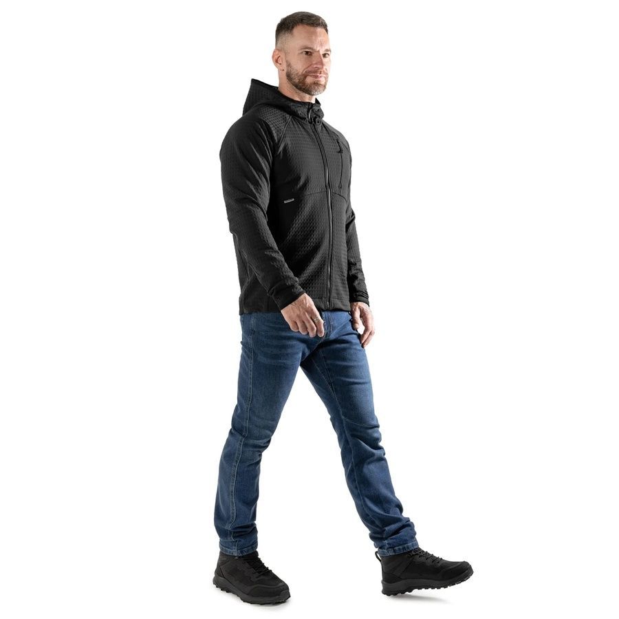 Мужская тактическая флисовая кофта Plast Hood Черная Camotec фото