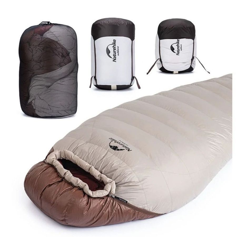 Спальник з натуральним пухом Naturehike Snowbird NH20YD001,p-р L, коричневий 560 г фото