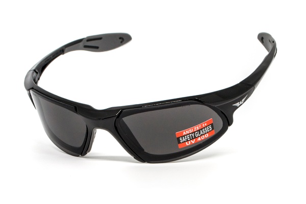 Захисні окуляри Global Vision Code-8 (gray), сірі у чорній глянсовій оправі фото