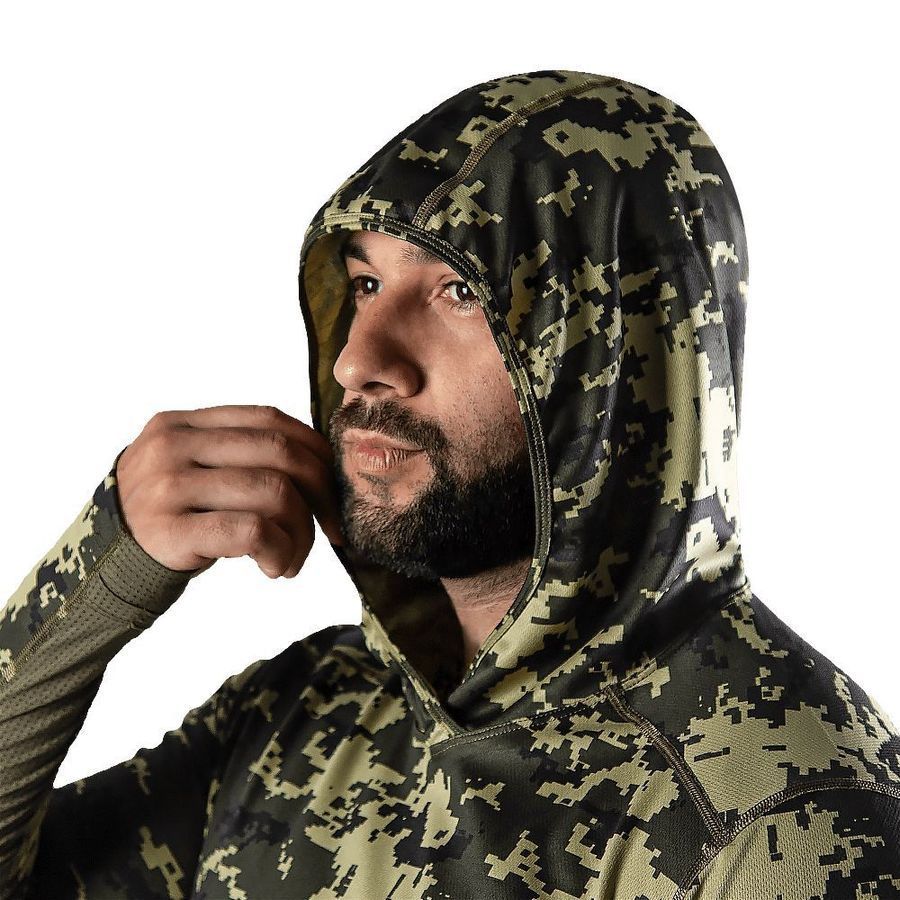 Чоловічий лонгслів Chiton Air Hood Pixel Green Camotec фото