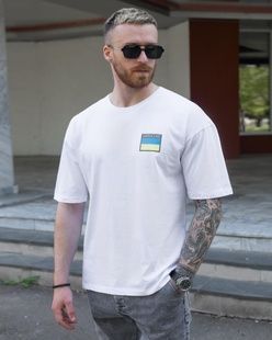 Футболка oversize Україна біла BEZET фото