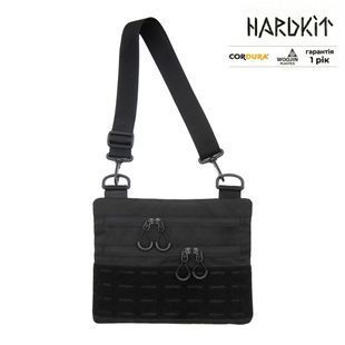 Тактична сумка через плече з патч панеллю для шевронів Cordura Black HardKit RoKit M фото