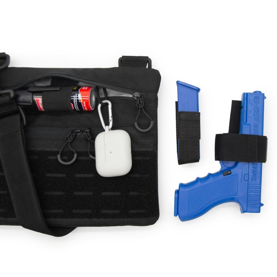 Тактическая сумка через плечо с патч панелью для шеврон Cordura Black HardKit RoKit M фото