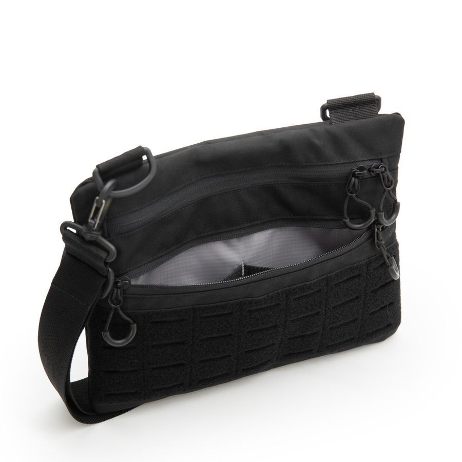 Тактическая сумка через плечо с патч панелью для шеврон Cordura Black HardKit RoKit M фото