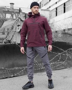 Демисезонный военный комплект PRIDE бордовый (куртка анорак pride, джоггеры techwear) BEZET фото