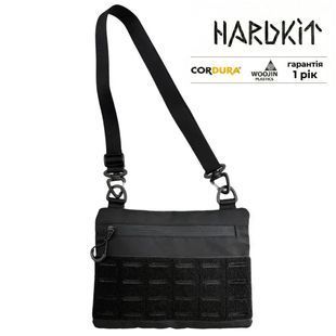 Тактична сумка через плече з патч панеллю для шевронів Cordura Black HardKit RoKit S фото