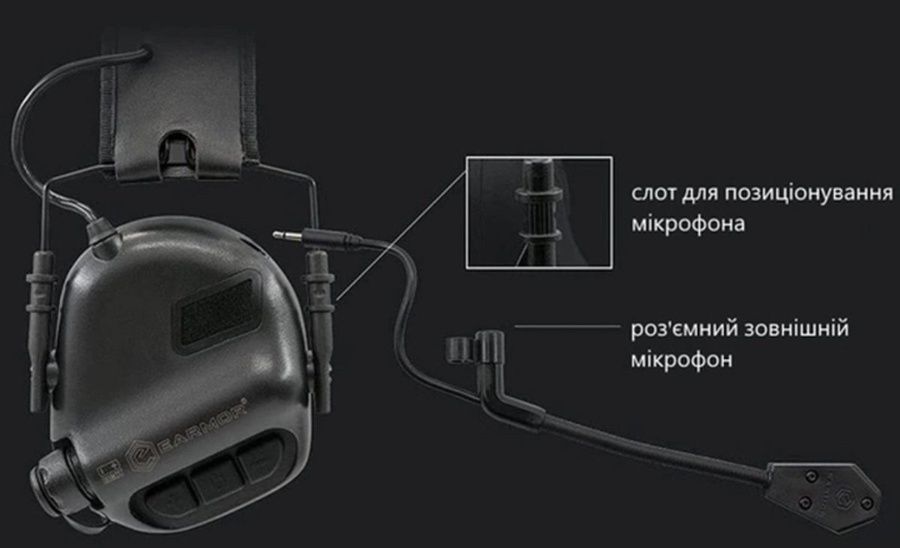 Активні захисні навушники Earmor M32 MARK3 (FG) Olive Mil-Std фото