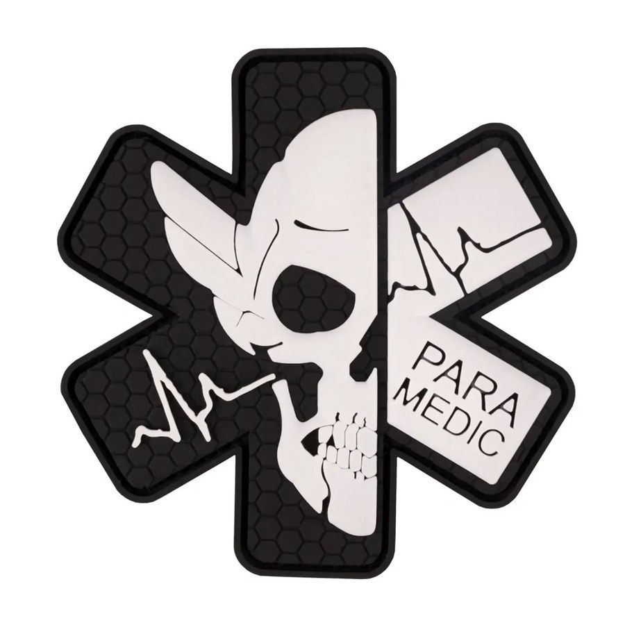 Шеврон Парамедик (білий на чорному фоні) фото Шеврон Парамедик (білий на чорному фоні) фото