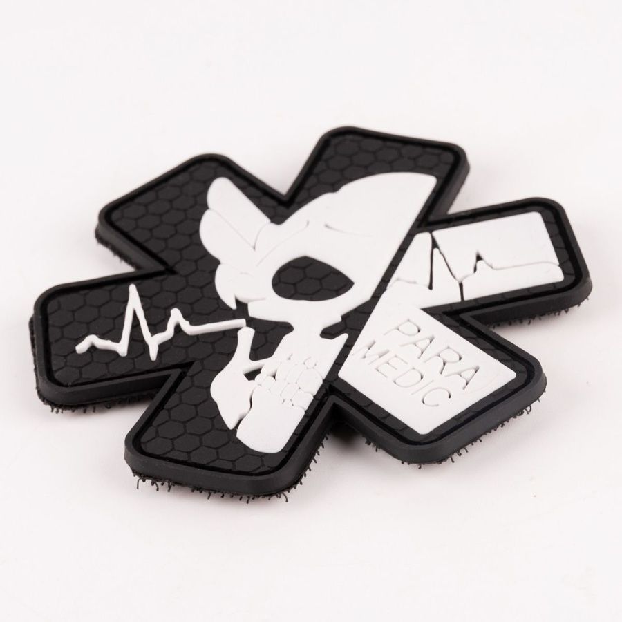 Шеврон Парамедик (білий на чорному фоні) фото Шеврон Парамедик (білий на чорному фоні) фото