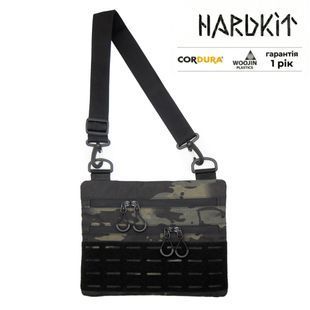 Тактична сумка через плече з патч панеллю для шевронів Cordura Multicam Black HardKit RoKit M фото