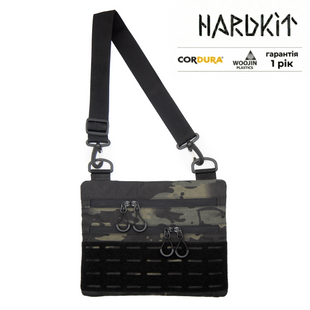 Тактична сумка через плече з патч панеллю для шевронів Cordura Multicam Black HardKit RoKit M фото