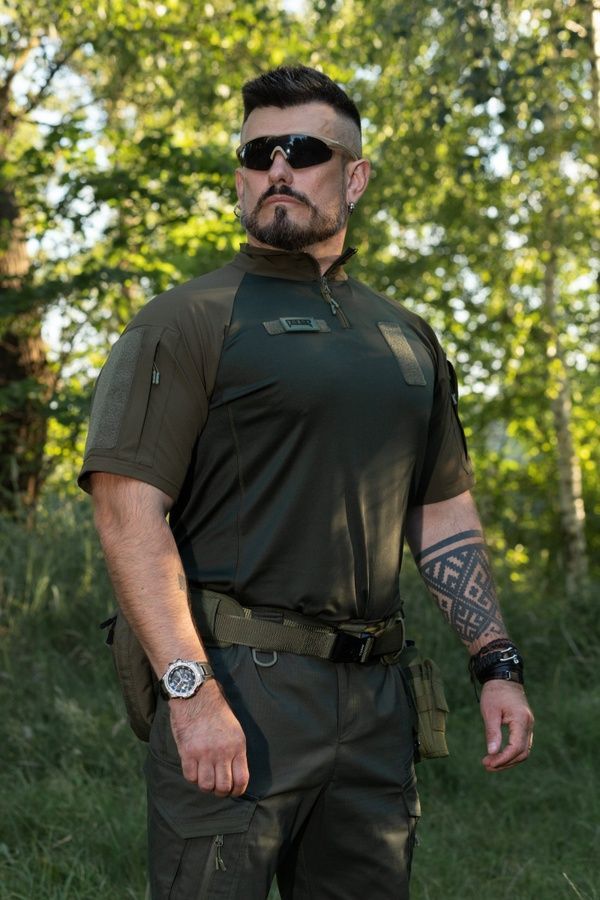 Демісезонний військовий комплект (футболка тактична бойова Combat хакі, Штани карго тактичні Onyx хакі) BEZET фото