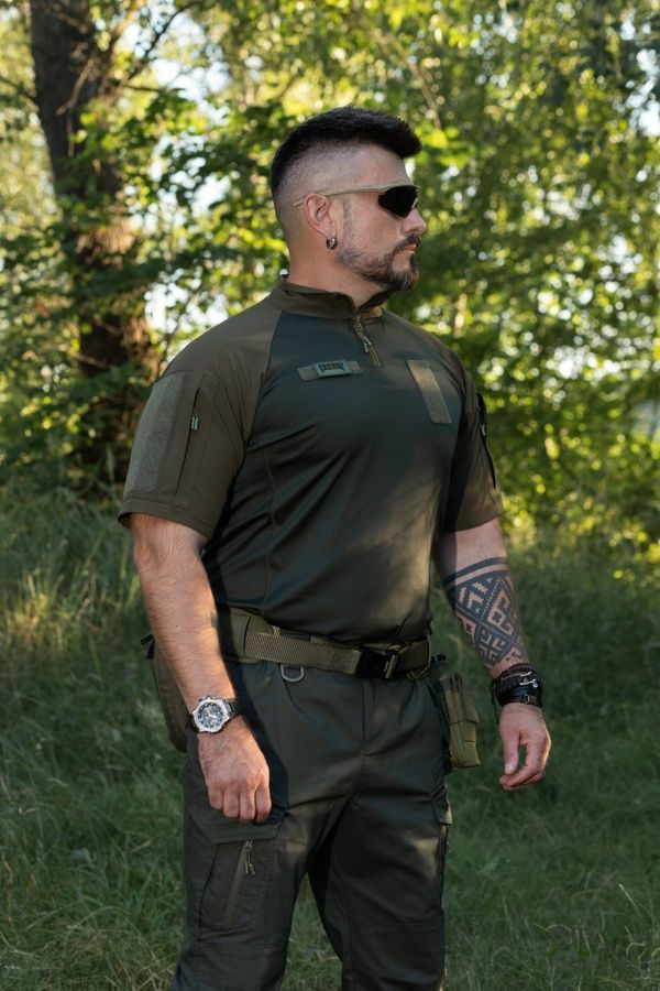 Демісезонний військовий комплект (футболка тактична бойова Combat хакі, Штани карго тактичні Onyx хакі) BEZET фото