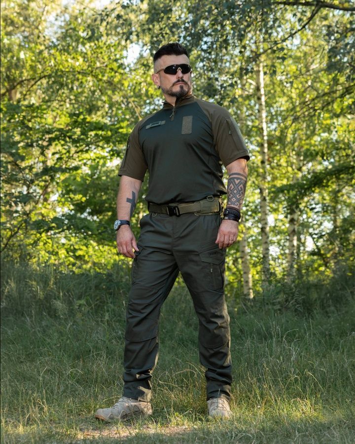 Демісезонний військовий комплект (футболка тактична бойова Combat хакі, Штани карго тактичні Onyx хакі) BEZET фото