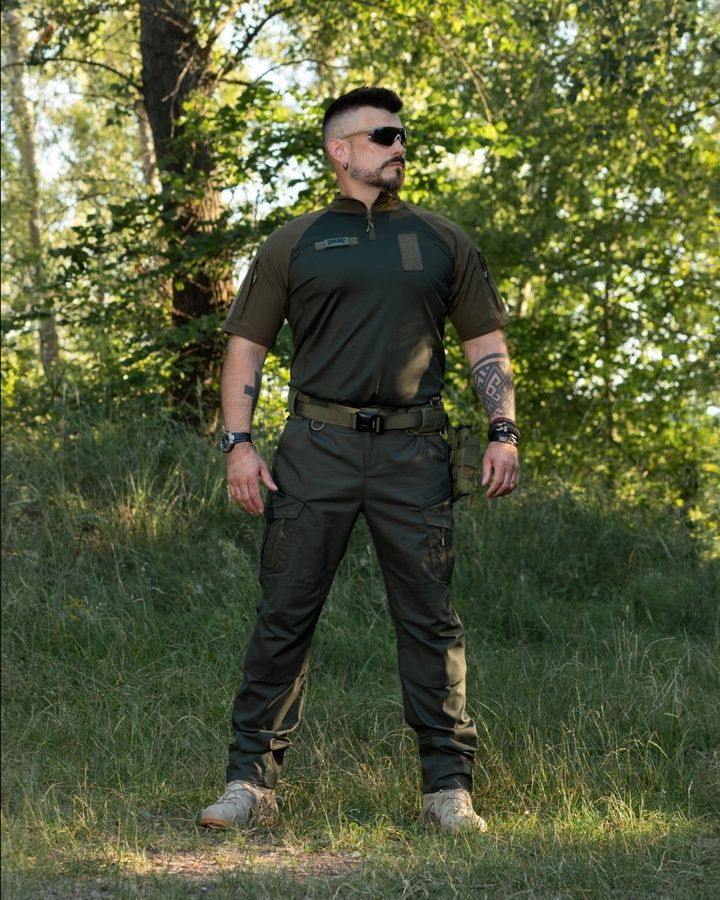 Демісезонний військовий комплект (футболка тактична бойова Combat хакі, Штани карго тактичні Onyx хакі) BEZET фото