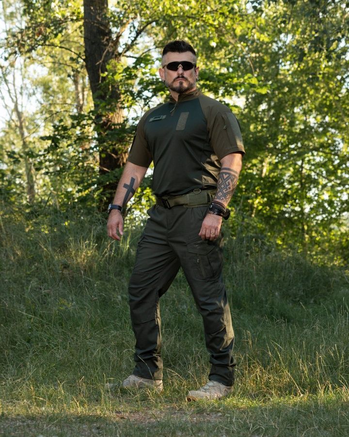 Демісезонний військовий комплект (футболка тактична бойова Combat хакі, Штани карго тактичні Onyx хакі) BEZET фото