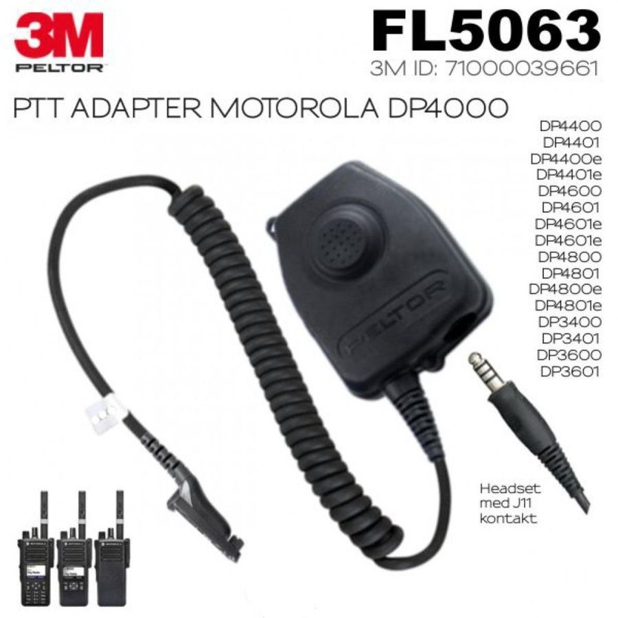Кнопка PTT PELTOR FL5063 для радиостанций Motorola DP (J11 PELTOR wired) фото