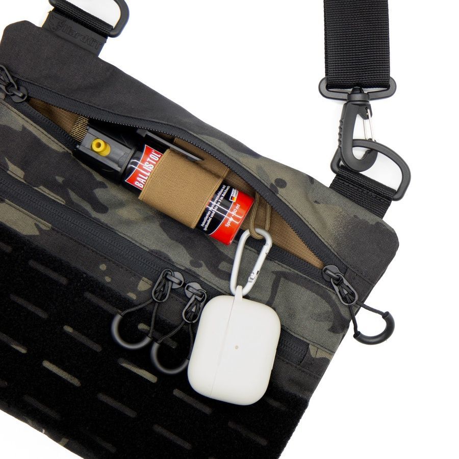 Тактична сумка через плече з патч панеллю для шевронів Cordura Multicam Black HardKit RoKit M фото